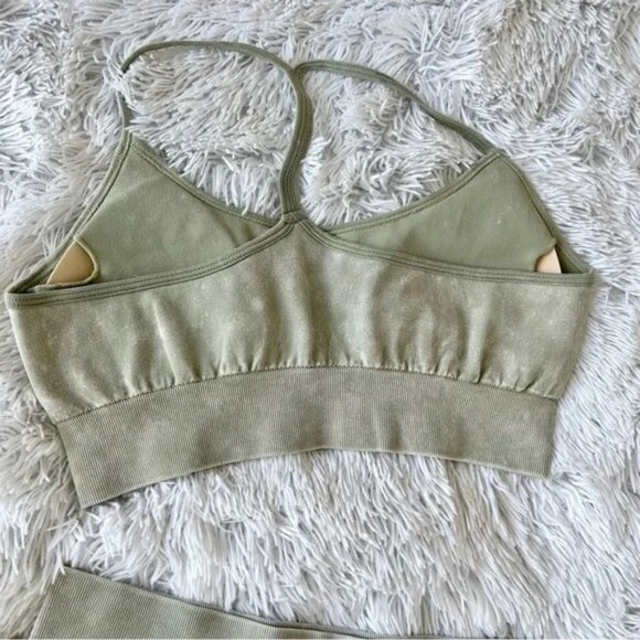 Nwt Acid Wash Workout Yoga Gym Leggings Bra Set - Picture 4 of 7